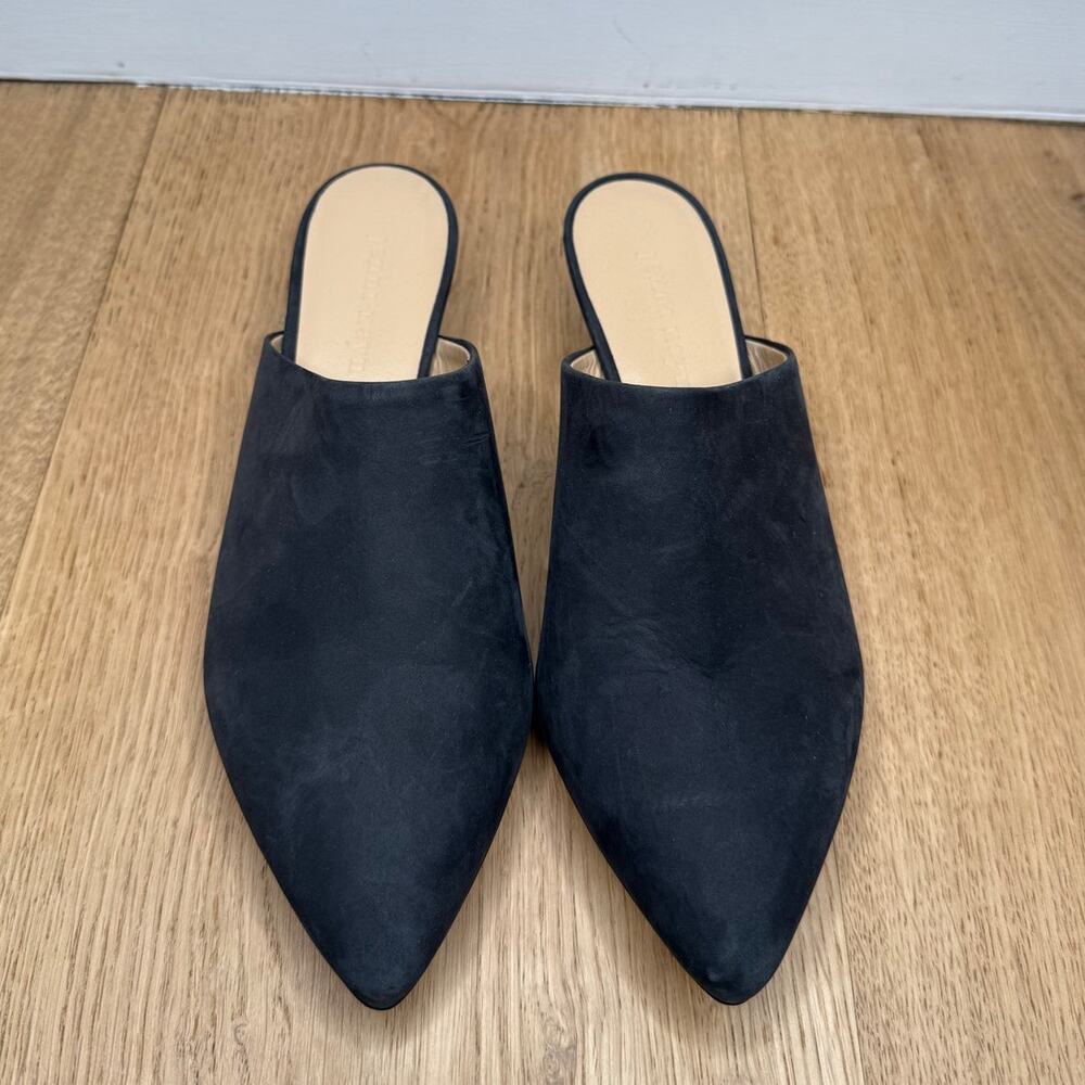 NEW Jenni Kayne Black Oiled Leather Kitten Heel Mule Pointed Toe Size 36 (US 6)